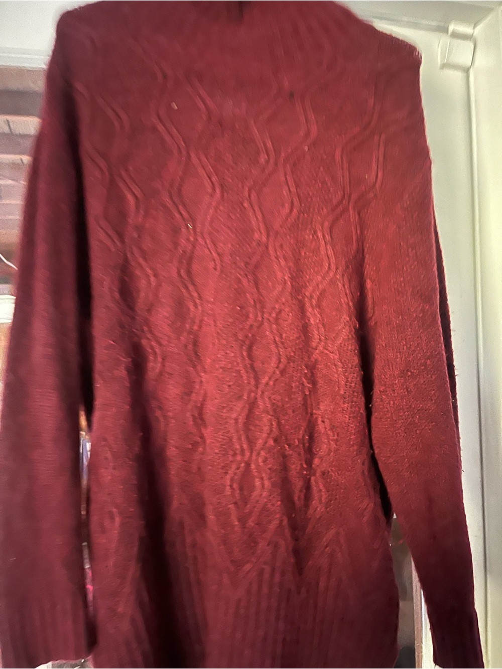 Sonoma Cable Knit Turtleneck Sweater in Burgundy